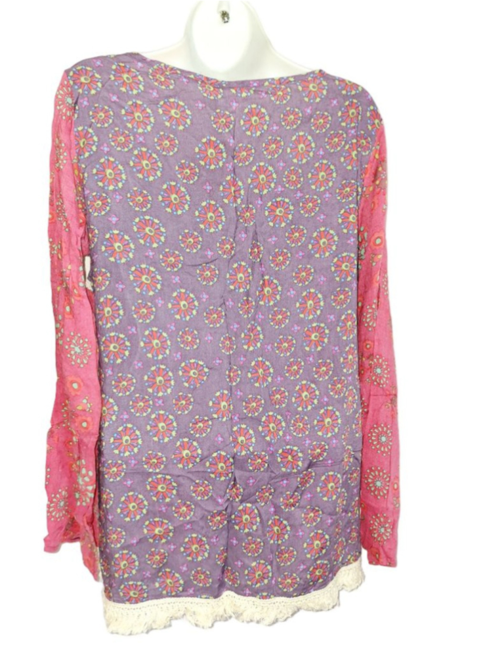 Natural Life Floral Tunic L Pink Purple hippie boho festival beachwear nwt - Picture 2 of 3